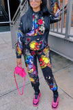 Purpdrank - fashion graffiti print hooded autumn set