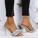 Purpdrank - Grey Fashion Sexy Patchwork Printing Pointed Out Door Shoes