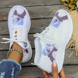 Purpdrank - White Casual Sportswear Daily Frenulum Printing Round Mesh Breathable Comfortable Out Door Shoes