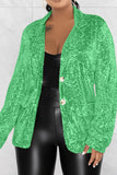 Purpdrank - Silver Celebrities Solid Sequins Patchwork Turn-back Collar Outerwear