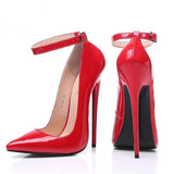 Purpdrank - Women's Heels Stilettos Ankle Strap Heels Party Work Daily Summer Stiletto Heel Pointed Toe Sexy Casual Patent Leather Buckle Solid Color Black Red