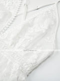Purpdrank - Women's Party Dress Lace Dress White Dress Mini Dress White Sleeveless Pure Color Lace Summer Spring Deep V Romantic Vacation 2023 S M L XL