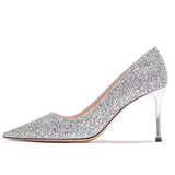 Purpdrank - Women's Heels Wedding Shoes Dress Shoes Stilettos Wedding Party Daily Sequin High Heel Pointed Toe Elegant Classic Glitter Loafer Solid Color Solid Colored Silver Gold