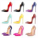 Purpdrank - Women's Heels Stilettos Party Work Club Summer High Heel Stiletto Heel Pointed Toe Business Classic Patent Leather Loafer Color Block Solid Colored Black / Red Nude Black