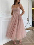 Purpdrank - Women‘s Party Dress Swing Dress Midi Dress Pink Sleeveless Pure Color Mesh Spring Summer Spaghetti Strap Party Wedding Guest 2023 S M L XL