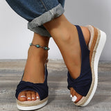 Purpdrank - Women's Sandals Wedge Sandals Espadrilles Platform Sandals Outdoor Daily Beach Summer Bowknot Platform Wedge Heel Open Toe Vintage Elegant Casual Faux Leather Buckle Solid Color Black Pink Blue