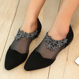 Purpdrank - Women's Heels Slip-Ons Plus Size Sandals Boots Summer Boots Outdoor Office Daily Booties Ankle Boots Summer Lace Flower Block Heel Pointed Toe Elegant Sexy Casual Suede Zipper Solid Color Solid
