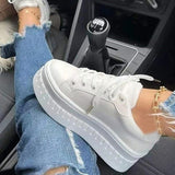 Purpdrank - Women's Sneakers Height Increasing Shoes Platform Sneakers Outdoor Daily Platform Round Toe Sporty Casual Preppy Walking Shoes Polyester Lace-up Solid Color Solid Colored Black White Green
