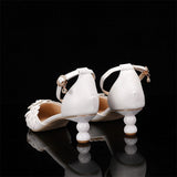 Purpdrank - Women's Heels Wedding Shoes Dress Shoes Ankle Strap Heels White Shoes Wedding Party Buckle Flower Sculptural Heel Pointed Toe Business Sexy Minimalism PU Buckle Floral White