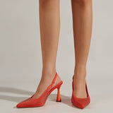 Purpdrank - Women Newbella Pointed Toe Beaded Heel Cutout Stiletto