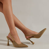 Purpdrank - Women Newbella Pointed Toe Beaded Heel Cutout Stiletto