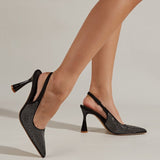 Purpdrank - Women Newbella Pointed Toe Beaded Heel Cutout Stiletto