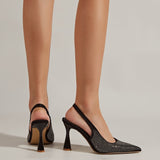 Purpdrank - Women Newbella Pointed Toe Beaded Heel Cutout Stiletto