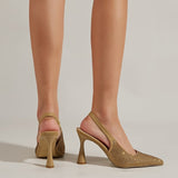 Purpdrank - Women Newbella Pointed Toe Beaded Heel Cutout Stiletto