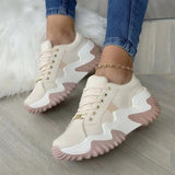 Purpdrank - Women's Sneakers Plus Size Outdoor Office Work Lace-up Flat Heel Round Toe Sporty Casual Walking Shoes Synthetics Lace-up Solid Colored Black White Blue