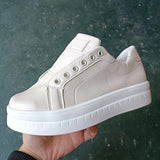 Purpdrank - Women's Sneakers Height Increasing Shoes Platform Sneakers Outdoor Daily Platform Round Toe Sporty Casual Preppy Walking Shoes Polyester Lace-up Solid Color Solid Colored Black White Green