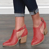 Purpdrank - Women's Heels Sandals Plus Size Party Outdoor Office Summer Buckle Chunky Heel Cuban Heel Pointed Toe Vintage Elegant Classic Walking Shoes Suede Zipper Solid Colored Almond Black Red