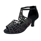 Purpdrank - Women's Heels Sandals Plus Size Sparkly Sandals Party Outdoor Daily Summer Spring Rhinestone High Heel Peep Toe Elegant Sexy Classic Satin Zipper Solid Color Solid Colored Black