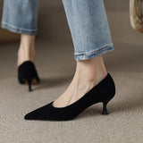 Purpdrank - Women's Heels Formal Shoes Office Daily Summer Pumps Pointed Toe Elegant Classic PU Leather Loafer Solid Colored Black Brown