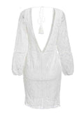 Purpdrank - Women's Party Dress Lace Dress Shift Dress Mini Dress Black White Long Sleeve Pure Color Lace Summer Spring Deep V Hot Winter Dress Fall Dress 2023 S M L XL XXL