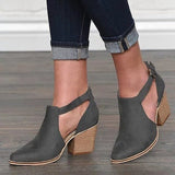 Purpdrank - Women's Heels Sandals Plus Size Party Outdoor Office Summer Buckle Chunky Heel Cuban Heel Pointed Toe Vintage Elegant Classic Walking Shoes Suede Zipper Solid Colored Almond Black Red