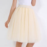 Purpdrank - Puffy 5Layer 60CM Fashion Women Tulle Skirt Tutu Wedding Bridal Bridesmaid Overskirt Petticoat Lolita Saia