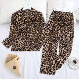 Purpdrank - Long Sleeve Pajamas Autumn Ice Silk Long Sleeve Trousers Suit Printing Fashion Pyjamas Set