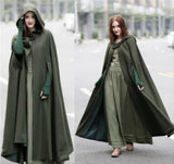 Purpdrank - New Women's Cloaks High Quality Solid Vintage Thick Hood Floor-Length Medieval Long Cape Hoods Overcoats Long Cloak