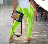 Purpdrank - Fall Winter Black PU Leather Pants Zipper Split Bottom Mid Waist Stretchy Tights Pencil Pants Women Trousers