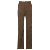 Purpdrank - Sweetown Corduroy Y2K Joggers Women Cargo Pants 90s Streetwear Caramel Brown Low Waist E Girl Aesthetic Straight Trousers Female