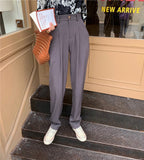 Purpdrank - Elegant Formal High Waist Harem Straight Pants Women Bottom New Autumn OL Solid Fashion Loose Suit Trousers Female