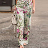 Purpdrank - kaftan Spring Pants Women's Printed Trousers Casual Elastic Waist Pantalon Palazzo Female Drawstring Turnip