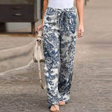 Purpdrank - kaftan Spring Pants Women's Printed Trousers Casual Elastic Waist Pantalon Palazzo Female Drawstring Turnip