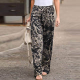 Purpdrank - kaftan Spring Pants Women's Printed Trousers Casual Elastic Waist Pantalon Palazzo Female Drawstring Turnip