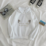 Purpdrank - winter warm Polo Collar Stitching Sweatshirt Women Fake Two-piece Coat Letter Harajuku Print Pullover Female White hoodies Tops