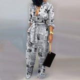 Purpdrank - New Fashion Jumpsuit For Women Dot Black White Rompers Button Up Self Belted Pockets Womens Jumpsuit Casual Loose Romper