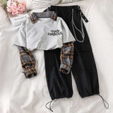 Purpdrank - Autumn Spring  Women Casual Joggers 2 Piece High Waist Loose Female Hip Hop Trousers With Blouse Funny  Streetwear Femme