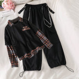 Purpdrank - Autumn Spring  Women Casual Joggers 2 Piece High Waist Loose Female Hip Hop Trousers With Blouse Funny  Streetwear Femme