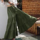 Purpdrank - Vintage Women's Wide Leg Trousers 2023 Solid Pants Casual Elastic Waist Long Pantalon Palazzo Female Plus Size Turnip