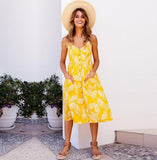 Purpdrank - Vintage Casual Sundress Female Beach Dress Midi Button Backless Polka Dot Striped Women Dress Summer Boho Sexy Floral Dress