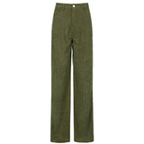 Purpdrank - Sweetown Corduroy Y2K Joggers Women Cargo Pants 90s Streetwear Caramel Brown Low Waist E Girl Aesthetic Straight Trousers Female