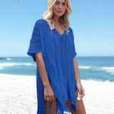 Purpdrank - Backless Sexy Knitted Dress Women Summer Long Sleeve Open Back See Through Beach Cover Mini Dress Femme Clubwear