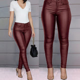 Purpdrank - Spring Women Pu Leather Pants Black  Stretch Bodycon Trousers High Waist Long Casual Pencil S-3XL Winter