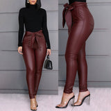 Purpdrank - Spring Women Pu Leather Pants Black  Stretch Bodycon Trousers High Waist Long Casual Pencil S-3XL Winter