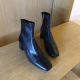 Purpdrank - Autumn Winter Women Zipper Square Toe Boots Elastic Suede Woman Short Boots Cotton Ankle Boots Women's Botas Mujer New Drop