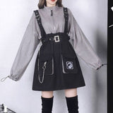 Purpdrank - 2023 Retro Vintage Women Gothic Girls Punk Mini Dresses High Waist Long Sleeve Hat Collar Sexy Gry Black Lolita Plus Size Jurken