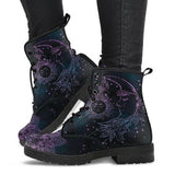 Purpdrank - Women Ankle Boots Low Heels Shoes Woman Vintage Pu Leather Autumn Warm Winter high Snow Boots Motorcycle Skull Pansy