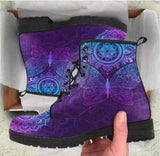 Purpdrank - Women Ankle Boots Low Heels Shoes Woman Vintage Pu Leather Autumn Warm Winter high Snow Boots Motorcycle Skull Pansy