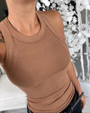 Purpdrank - Ribbed  Women Tank Top Plus Size Elastic Sexy Summer Tank Tops Solid O Neck Off Shouled Casual White Tank Tops