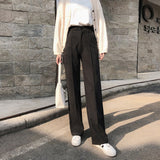 Purpdrank - Falling Wide Leg Pants Women's Autumn and Winter New High Waist Straight Wool Pants Versatile Loose Casual Mopping Trousers